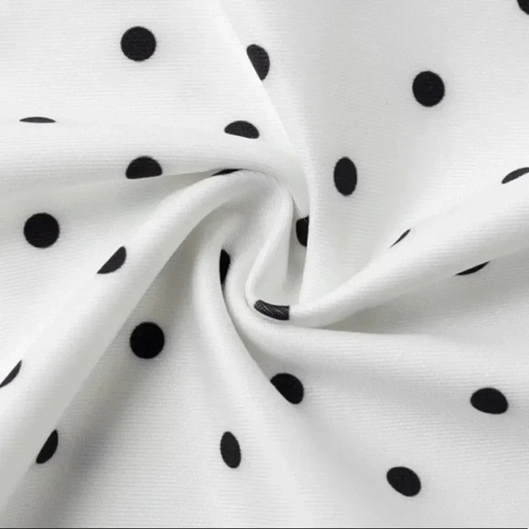 NEW! Black & White Polka Dots Cut Out Ruffle Midi Dress - Picture 10 of 11